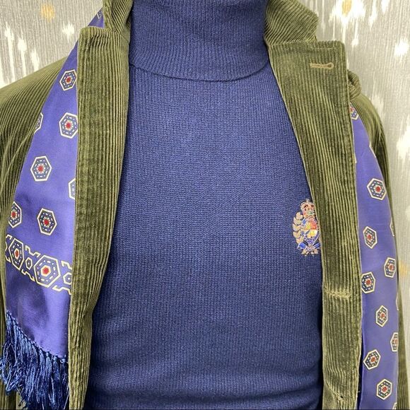 Vintage Polo Ralph Lauren Navy Cashmere Bullion Crest L/S Turtleneck Sweater - Picture 1 of 16
